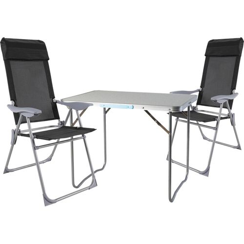 3-teiliges Campingmöbel Set Aluminium Textilen schwarz