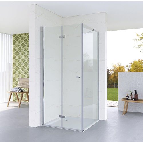 Duschkabine 70x70cm Falttür Eckdusche Duschtür Drehtür Pendeltür Duschabtrennung Eckeinstieg Dusche 5 mm Einscheiben-Sicherheitsglas (ESG) Höhe: 187 cm