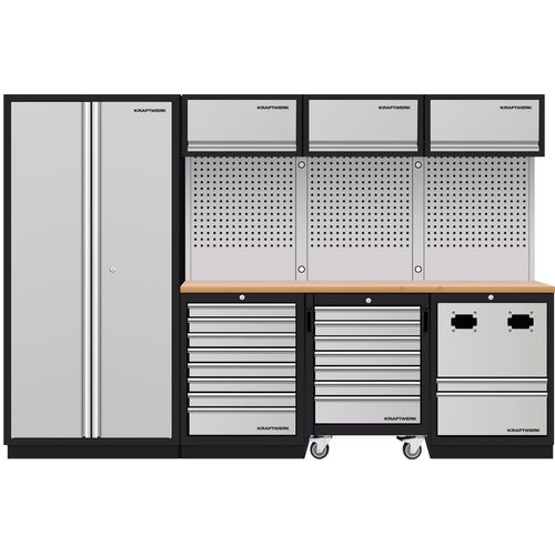 MOBILIO 4er Komplett-Kombi mit Lochwand, Buche Multiplex