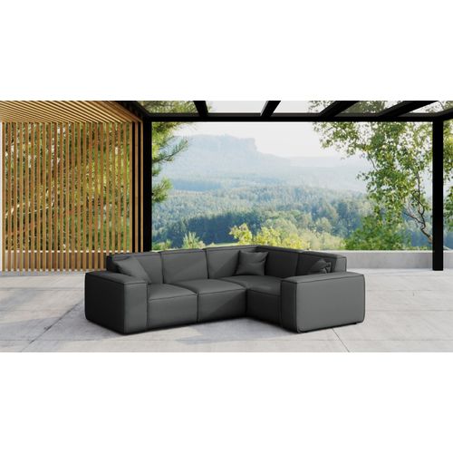 Garten Ecksofa SUMMER wetterfester Stoff NXL Anthrazit kurzer Schenkel Rechts