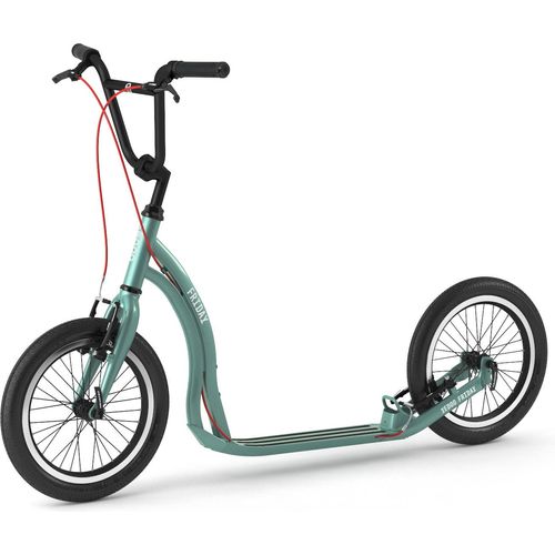 Yedoo Friday Alloy Roller Scooter Tretroller - für Erwachsene und Teenager, bis 150 kg, mit Luftreifen 16/16 und verstellbarem Lenker Silbergrün