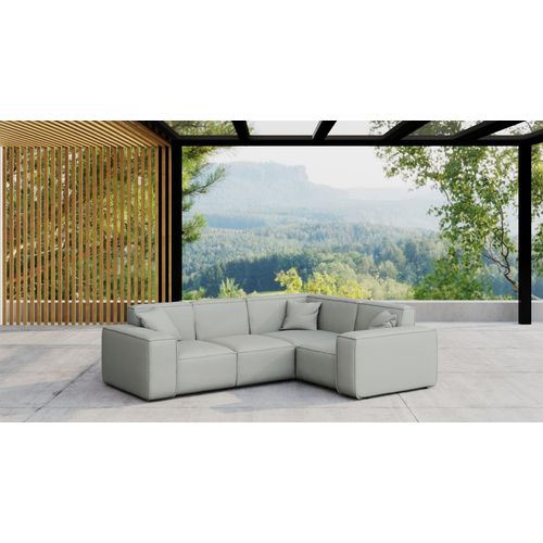 Garten Ecksofa SUMMER wetterfester Stoff NXL Hellgrau kurzer Schenkel Rechts