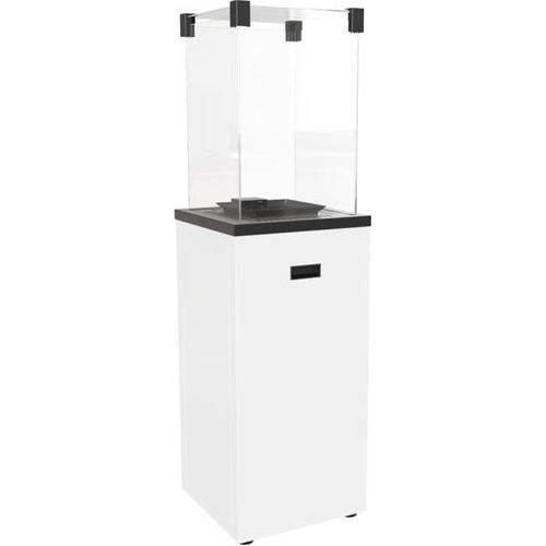 Terrassenheizer Gas PATIO SLIM weiß + Gratis TANGO/1 bioethanol freistehender-kamin