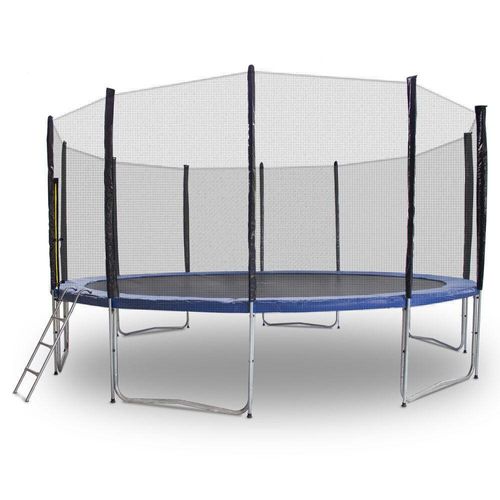 Trampolin-King 490cm Trampolin mit Sicherheitsnetz, Randabdeckung, Leiter, Blau, MS-16533