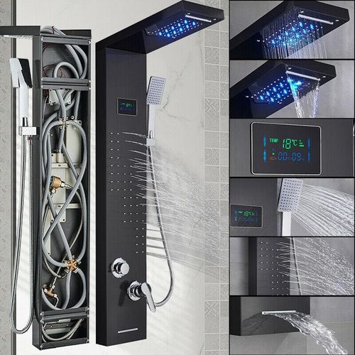 Edelstahl Duschpaneel LED Duschset Regendusche Massage Duscharmatur Duschsäule