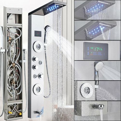 Edelstahl Duschpaneel LED Duschset Regendusche Massage Duscharmatur Duschsäule