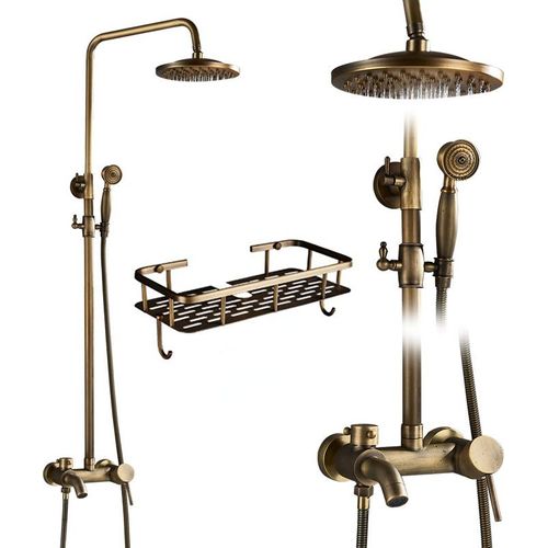 Retro Regenduschsystem Handbrauseset Badezimmer Kit Regendusche, B02