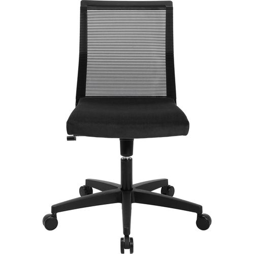Bürostuhl - Schwarz - Polyester - Netz - mit Armlehnen und Teppichbodenrollen