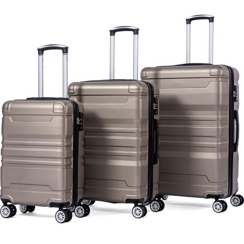 Merax Kofferset 3tlg. Trolley Reisekoffer M-L-XL Hartschalenkofferset, Gold