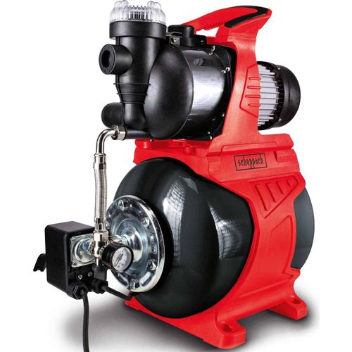 Scheppach Hauswasserwerk HWW1000 | 1000 W Motor | 19 L Kesselinhalt | 4300 L/h Fördermenge | 4,4 bar max. Förderdruck | 44 m max. Förderhöhe