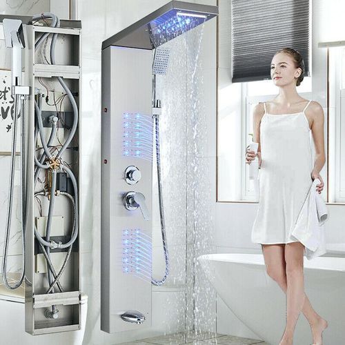 Edelstahl LED Duschpaneel Duschset Regendusche Massage Duscharmatur Duschsäule