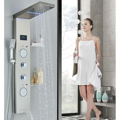 Edelstahl LED Duschpaneel Duschset Regendusche Massage Duscharmatur Duschsäule