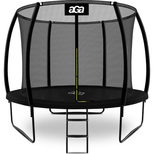 Aga SPORT EXCLUSIVE Trampolin, Kindertrampolin, Gartentrampolin mit Sicherheitsnetz 305 cm Schwarz + Schutznetz + Leiter