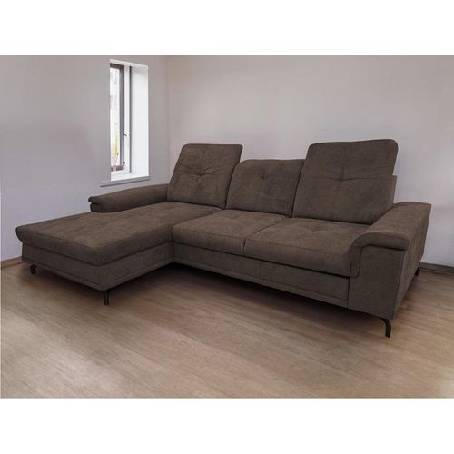 Ecksofa BRITTA L - Wohnlandschaft Polstersofa Polstercouch - LINKE SEITE (Braun - MIL 17704)