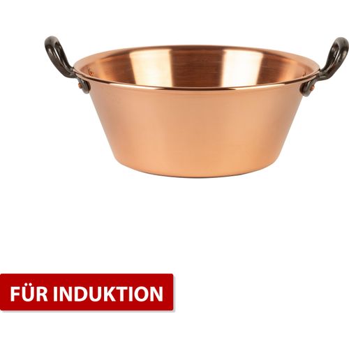 Cuisine Romefort | Kupfer Marmeladentopf für Induktion Ø 26,5 cm - 3 Liter Inhalt | Griffe aus Gusseisen | Kupfertopf zum Kochen von Marmelade