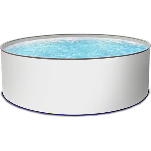 Rundpool Stahlwandpool weiß Poolfolie grau 0,8 mm Poolset rund 450 x 150 cm als Einzelbecken