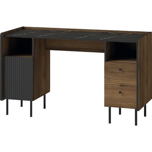 Schreibtisch Arbeitstisch PRESTI 09 walnuss / san sebastian / schwarz 135x79x55cm