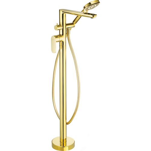 Wannenarmatur, freistehend, mit Duschset Gold