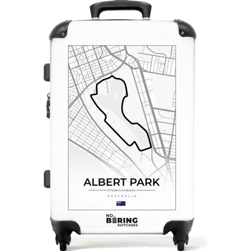 NoBoringSuitcases.com® Großer Koffer - Rennstrecke - Albert Park - Australien - Formel 1 - Weiß - Kombinationsschloss TSA - Hartschalen Trolley 4 Rollen - 72 liter - Reisekoffer - 66 cmKoffer Mittelgroß 67x43x25 cm, 72L,