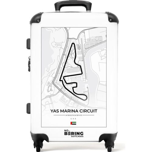 NoBoringSuitcases.com® Großer Koffer - Rennsport - F1 - Yas Marina Rennstrecke - Sport - Weiß - Kombinationsschloss TSA - Hartschalen Trolley 4 Rollen - 72 liter - Reisekoffer - 66 cmKoffer Mittelgroß 67x43x25 cm, 72L,