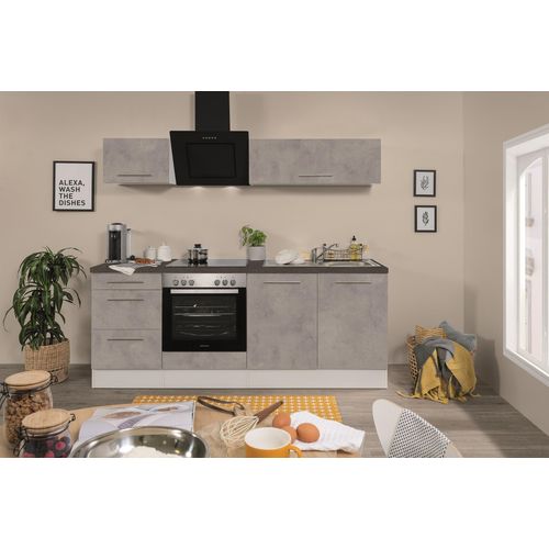 Küche Küchenzeile Küchenblock Beton Amanda 210 cm Respekta Premium
