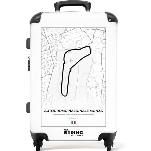 NoBoringSuitcases.com® Großer Koffer - Rennstrecke - F1 - Autodromo Nazionale Monza - Weiß - Rennen - Kombinationsschloss TSA - Hartschalen Trolley 4 Rollen - 72 liter - Reisekoffer - 66 cmKoffer Mittelgroß 67x43x25 cm, 72L,