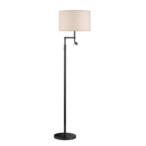 Stehleuchte TERAMO E27 3x40W Metall sandschwarz, Leinenstoff sandfarben/innen PVC weiß 3000K H:130cm-160cm höhenverstellbar mit Zugschalter