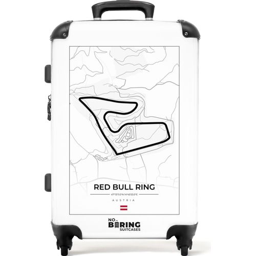 NoBoringSuitcases.com® Großer Koffer - Rennstrecke - F1 - Red Bull Ring - Weiß - Österreich - Kombinationsschloss TSA - Hartschalen Trolley 4 Rollen - 72 liter - Reisekoffer - 66 cmKoffer Mittelgroß 67x43x25 cm, 72L,