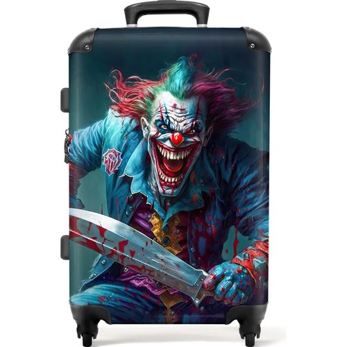 NoBoringSuitcases.com® Großer Koffer - Clown - Horror - Messer - Kleidung - Porträt - Kombinationsschloss TSA - Hartschalen Trolley 4 Rollen - 72 liter - Reisekoffer - 66 cmKoffer Mittelgroß 67x43x25 cm, 72L,