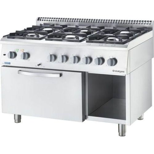 Gasherd Eco 6 Brenner Mit Elektro-Heißluftofen (600 X 400 Mm / Gn 1/1) Serie 700 Nd - G20, 6-Brenner (3X3,5 + 3X5 Kw)