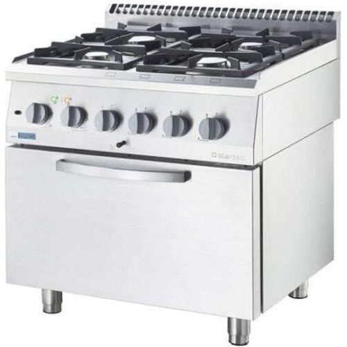 Gasherd Eco 4 Brenner Mit Elektro-Heißluftofen (600 X 400 Mm / Gn 1/1) Serie 700 Nd - G20, 4-Brenner (4X3,5 Kw)