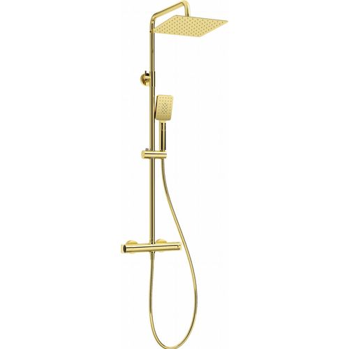 Duschsystem, mit Duscharmatur, thermostatisch Gold