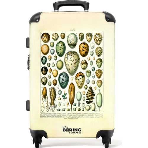 NoBoringSuitcases.com® Großer Koffer - Eier - Natur - Tiere - Vintage - Illustration - Kombinationsschloss TSA - Hartschalen Trolley 4 Rollen - 72 liter - Reisekoffer - 66 cmKoffer Mittelgroß 67x43x25 cm, 72L,