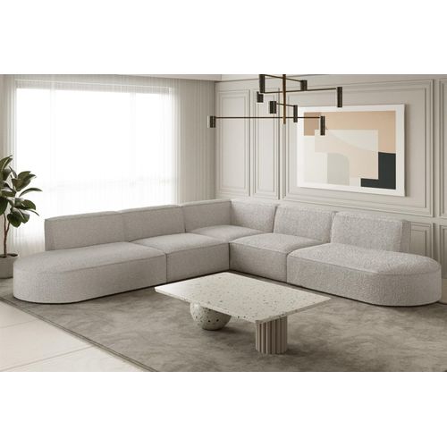 Ecksofa Designersofa PALMA in Stoff Ascot Pearl Universal