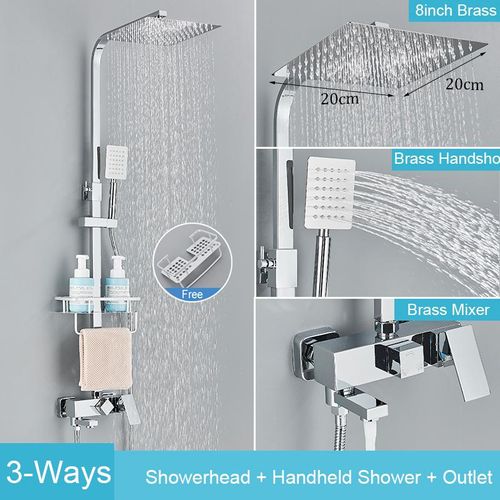 Edelstahl Duschset mit Badregal höhenverstellbare Duschsäule Duschsystem mit Bidet-Armatur