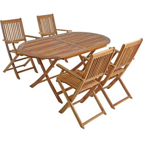Gartenmöbel Sitzgruppe Gartentisch 4 Stühle mit Armlehnen Gartenset klappbar