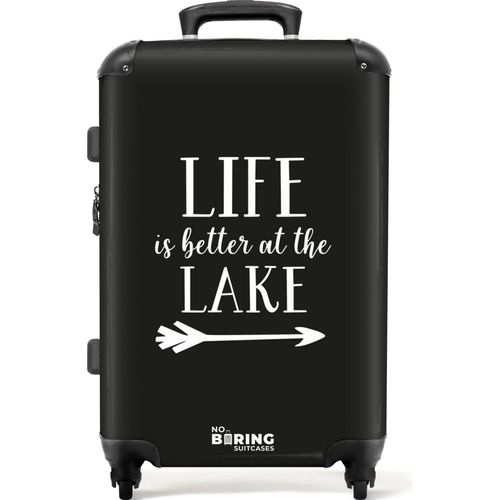 NoBoringSuitcases.com® Großer Koffer - Zitate - Natur - Feiertage - Reisen - Schwarz und weiß - Kombinationsschloss TSA - Hartschalen Trolley 4 Rollen - 72 liter - Reisekoffer - 66 cmKoffer Mittelgroß 67x43x25 cm, 72L,