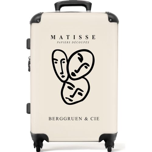 NoBoringSuitcases.com® Großer Koffer - Matisse - Kunst - Linienkunst - Gesicht - Abstrakt - Kombinationsschloss TSA - Hartschalen Trolley 4 Rollen - 72 liter - Reisekoffer - 66 cmKoffer Mittelgroß 67x43x25 cm, 72L,