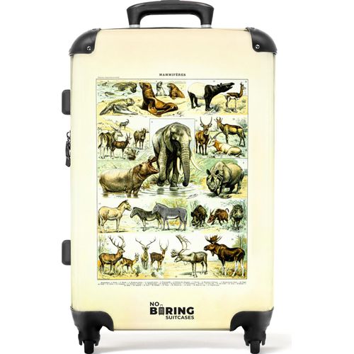 NoBoringSuitcases.com® Großer Koffer - Illustration - Natur - Tiere - Vintage - Millot - Kombinationsschloss TSA - Hartschalen Trolley 4 Rollen - 72 liter - Reisekoffer - 66 cmKoffer Mittelgroß 67x43x25 cm, 72L,