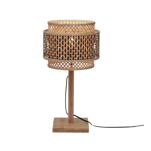 GOOD&MOJO - Tischleuchte Bhutan - Bambus - 22x22x40cm Tischlampe - Nachttischlampe, Wohnzimmer, Schlafzimmer