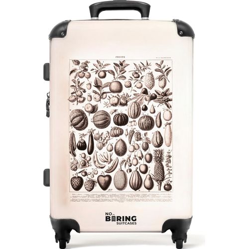 NoBoringSuitcases.com® Großer Koffer - Obst - Kürbis - Früchte - Vintage - Zeichnung - Kombinationsschloss TSA - Hartschalen Trolley 4 Rollen - 72 liter - Reisekoffer - 66 cmKoffer Mittelgroß 67x43x25 cm, 72L,