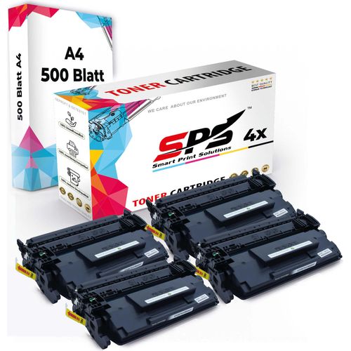 Druckerpapier A4 + 4x Multipack Set Kompatibel für HP LaserJet Enterprise M 506 xh (CF287A/87A) Toner Schwarz