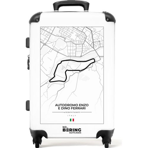NoBoringSuitcases.com® Großer Koffer - Formel 1 - Rennsport - Autodromo Enzo e Dino Ferrari - Rennstrecke - Italien - Kombinationsschloss TSA - Hartschalen Trolley 4 Rollen - 72 liter - Reisekoffer - 66 cmKoffer Mittelgroß 67x43x25 cm, 72L,