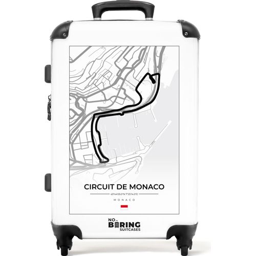 NoBoringSuitcases.com® Großer Koffer - F1 - Circuit de Monaco - Rennstrecke - Weiß - Monaco - Kombinationsschloss TSA - Hartschalen Trolley 4 Rollen - 72 liter - Reisekoffer - 66 cmKoffer Mittelgroß 67x43x25 cm, 72L,