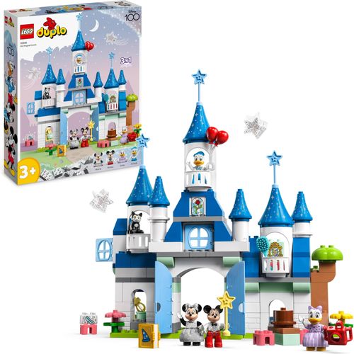 LEGO 10998 DUPLO Disney 3-in-1-Zauberschloss, Bau-Spielzeug mit Micky Maus, Minnie, Donald Duck und Daisy Figuren, für Kleinkinder und Kinder ab 3 Jahren, Disney's 100. Jubiläum-Set