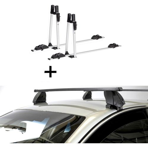 2x VDP Fahrradträger ALU Premium + Dachträger K1 MEDIUM kompatibel mit für Opel Corsa F (5 Türer) ab 2019