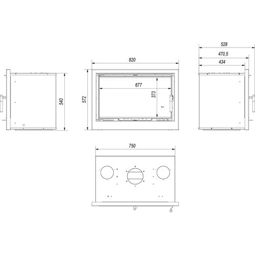 Kamin-Kassette KRATKI ARKE 75 8 kW Ø 150 mit Türfeder