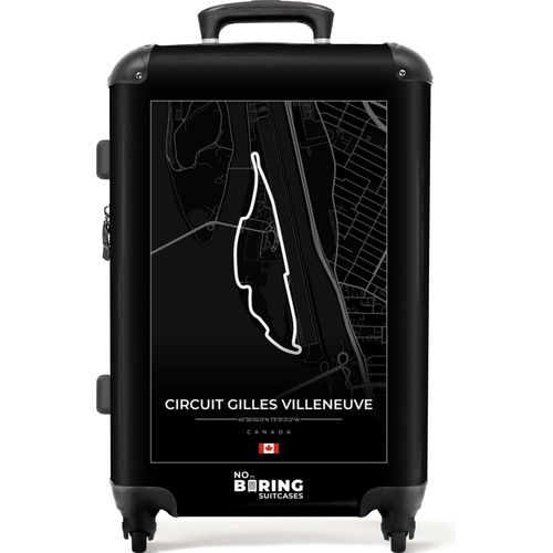 NoBoringSuitcases.com® Großer Koffer - Rennstrecke - Circuit Gilles Villeneuve - F1 - Kanada - Schwarz und weiß - Kombinationsschloss TSA - Hartschalen Trolley 4 Rollen - 72 liter - Reisekoffer - 66 cmKoffer Mittelgroß 67x43x25 cm, 72L,