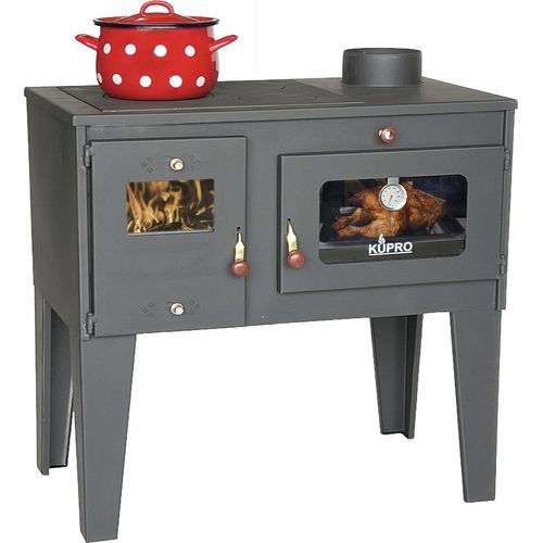 Kaminofen mit Backfach und Herdplatte Alegra 93894 6 kW Kamin Mehrfachbelegung Holzofen Ofen Holz Holzherd Küchenhexe Kochplatte Küchenofen