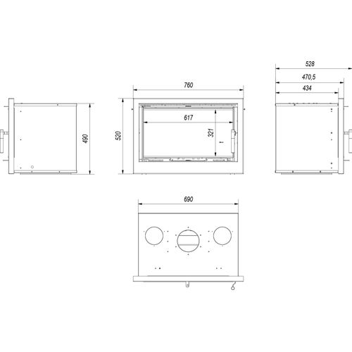 Kamin-Kassette KRATKI ARKE 70 8 kW Ø 150 mit Türfeder